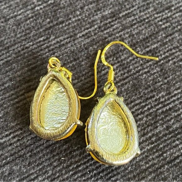 Shimmering Gold Foil Tear Drop Earrings - Picture 2 of 10